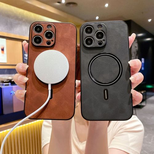 Applicable for iPhone 15 magnetic phone case skin feel sheep leather 13 Promax Apple 14 protective cover new anti-slip