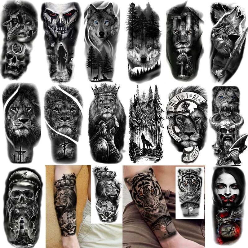 Cross-Border Black and White Animal Skull Tattoo Stickers Realistic Temporary Tattoo Stickers for Arms and Legs Temu European and American Tattoo Cross-Border Black and White Animal Skull Tattoo Stickers Realistic Temporary Tattoo Stickers for Arms and Legs Temu European and American Tattoo