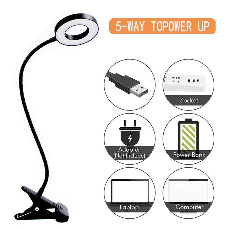 Creative USB clip table lamp student eye protection reading table lamp universal hose bedside lamp 3 tone light Clip lamp
