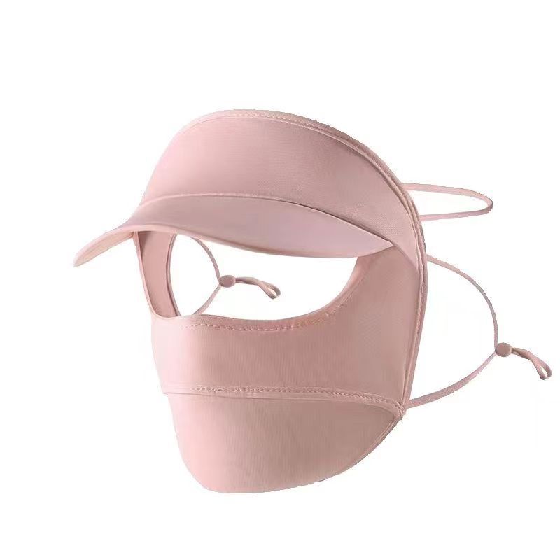 Short Brim Integrated Full Face Sunscreen Women's UV Protection Driving Gini Face Face Cover Ice Silk Sunshade Mask