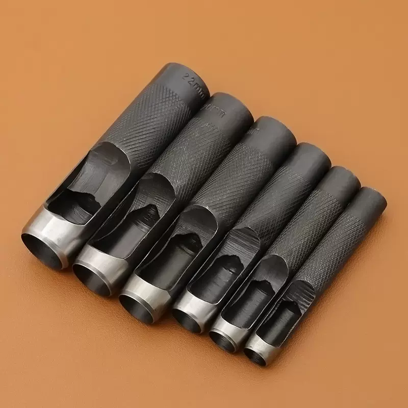 皮带冲德式黑色圆冲diy手工皮革腰带打孔器滚花防滑手柄空心铳子