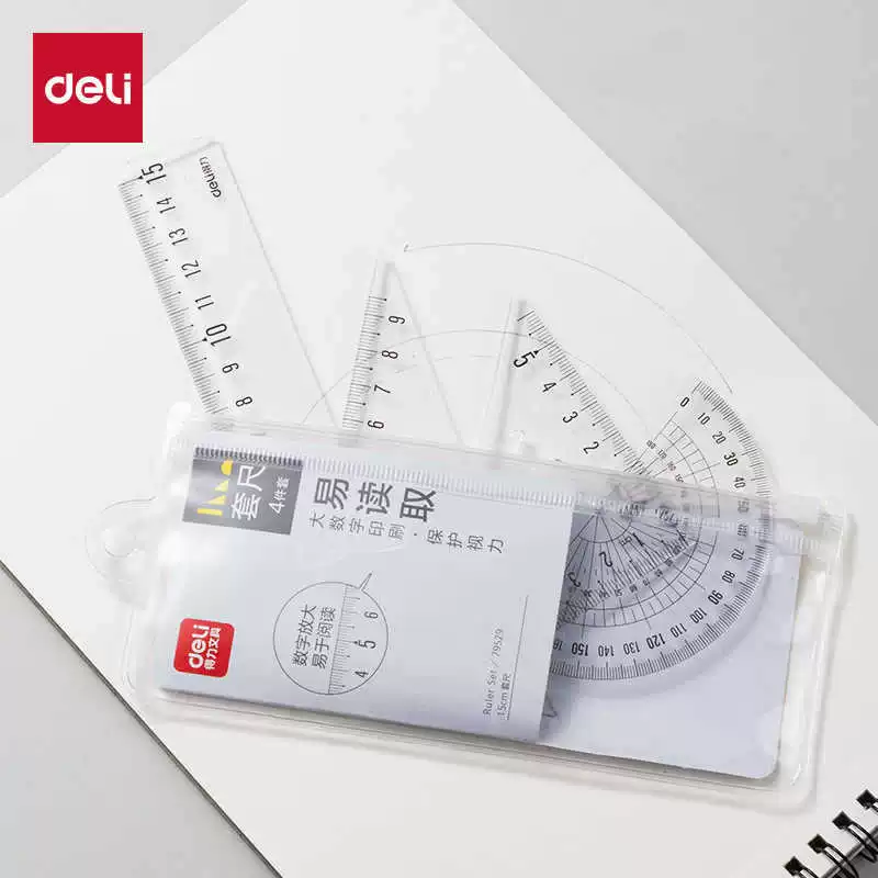 Набор линеек Deli 79529, 15 см (прозрачный), высококачественный набор линеек для рисования и экзаменов для студентов