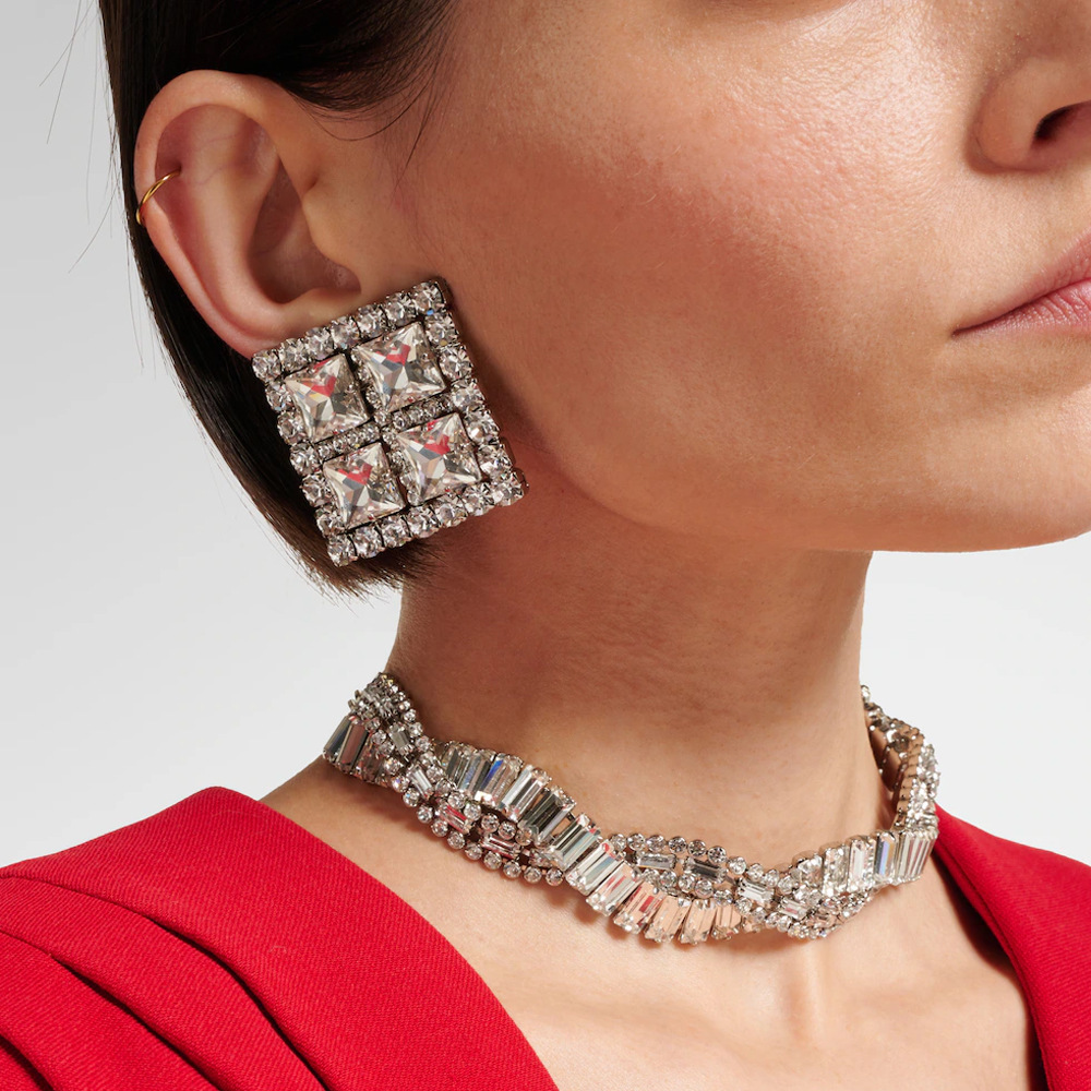 Joyería de moda europea y americana, abrazaderas de orejas cuadradas sin agujeros de orejas, cadena de zircon, joyería de temperamento, conjunto de joyería