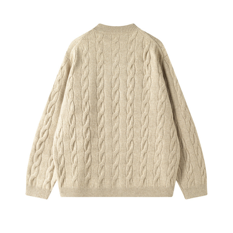 Cardigan de punto para hombres de estación independiente de color sólido simple invierno y otoño de moda chaqueta de cuello redondo suéter de base casual