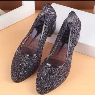 Women's Sandals New Style 2023 Crystal Mid-Heel Sandals Breathable Fashionable Versatile Non-Slip Outdoor Wear Elegant Fairy Style Sandals