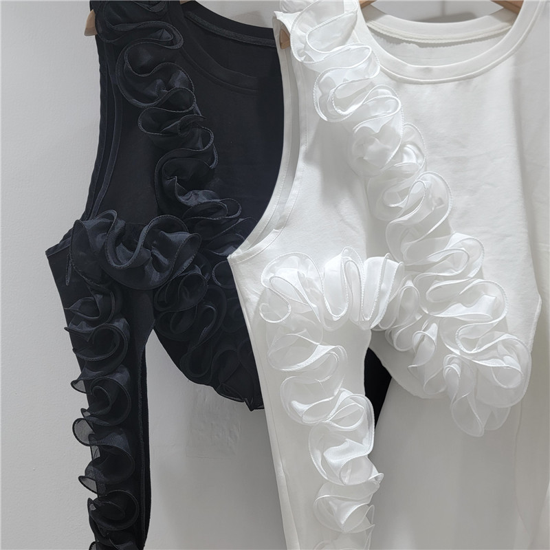 Viento oscuro irregular flor tridimensional pila vestir chaleco de otoño 2025 nuevo estilo suelto moda versátil dulce cool top mujer image 4