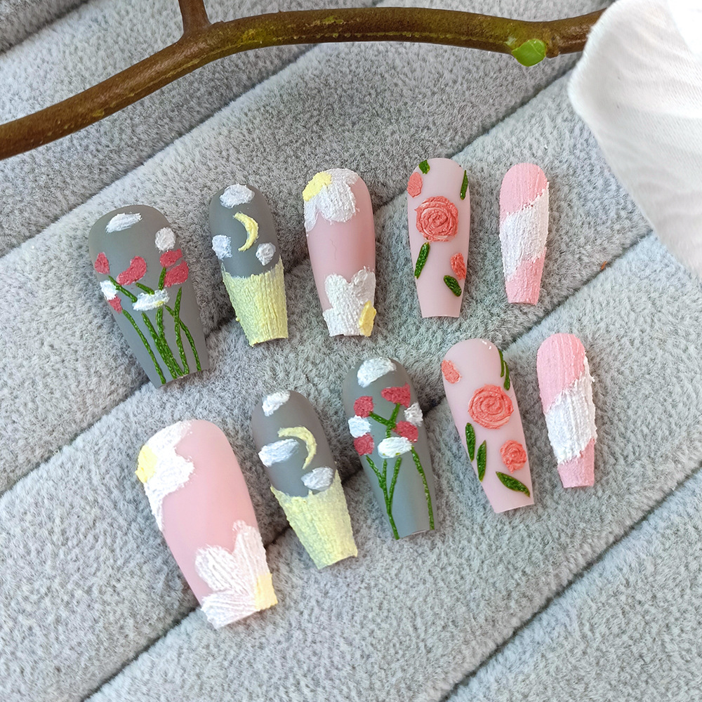 Relieve tridimensional decodificación 30 piezas de uñas para vestir uñas para vestir uñas