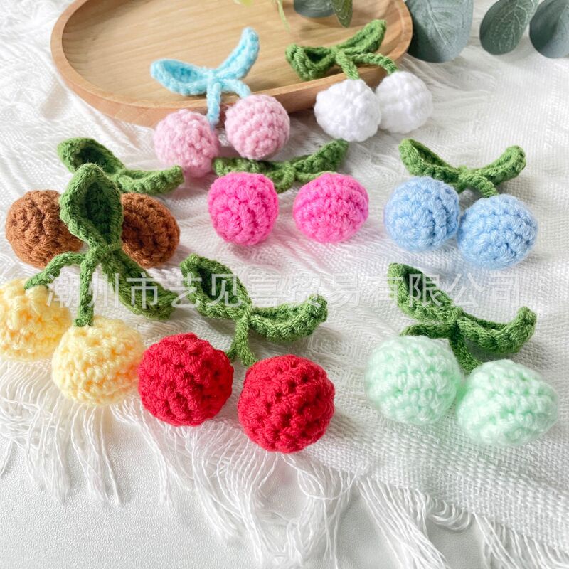 Cherry fruit crochet hand-woven crochet hand hook garment accessories lace accessories hand hook flower