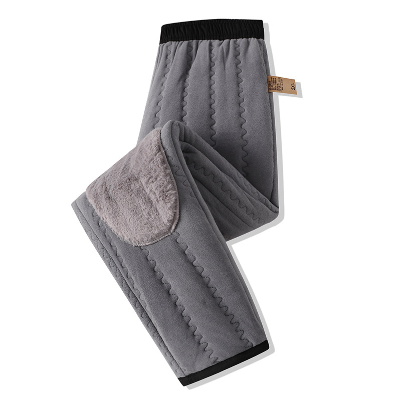 2026 Men's Fleece-Lined Cotton Pants, Winter Thickened Warm Knee Pad Patches, Outdoor Wear, Cuffed Casual Sports Sweatpants for Men