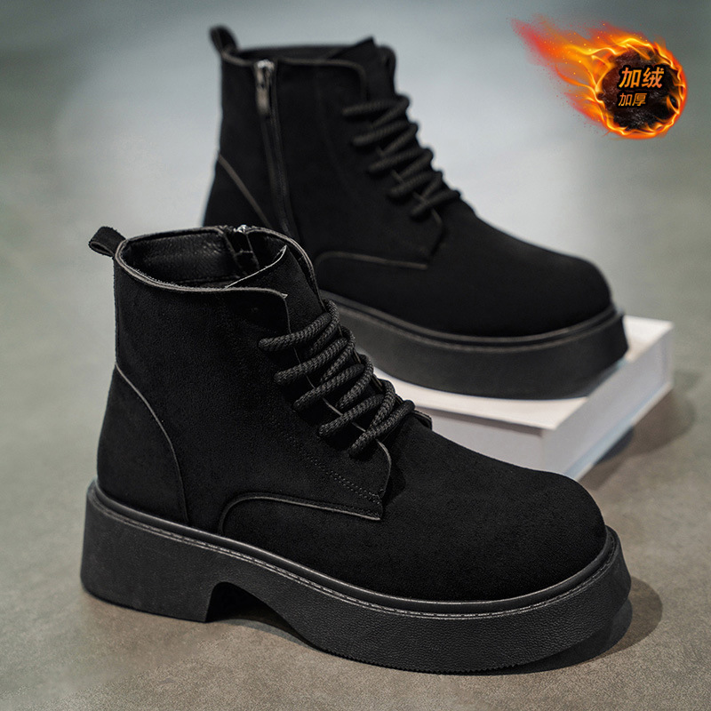 2025 zapatos de hombre de invierno nuevos zapatos de algodón caliente zapatos de cuero de alta altura anti-deslizante botas de Martin