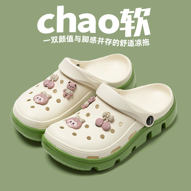 Zapatos con agujeros, nuevo estilo, antideslizante, sandalias de media arrastre de pareja, anhelo de vida, zapatillas casuales de mujer de playa del mismo estilo