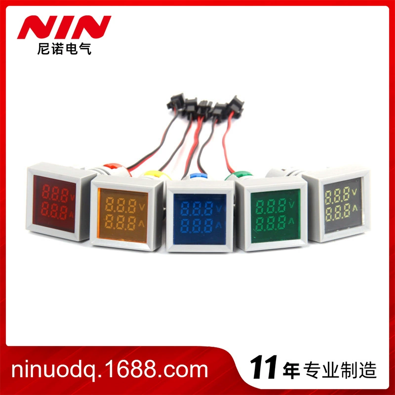 Нино Вольтметр Амперметр индикатор двойной дисплей метр цифровой дисплей метр квадратный цифровой дисплей метр 22 мм мини-индикатор