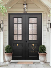 别墅大门双开门四开铸铝入户玻璃门子母门农村自建房进户对开