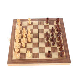 跨境木制磁性国际象棋套装可折叠棋盘高品质益智棋牌游戏西洋棋跳