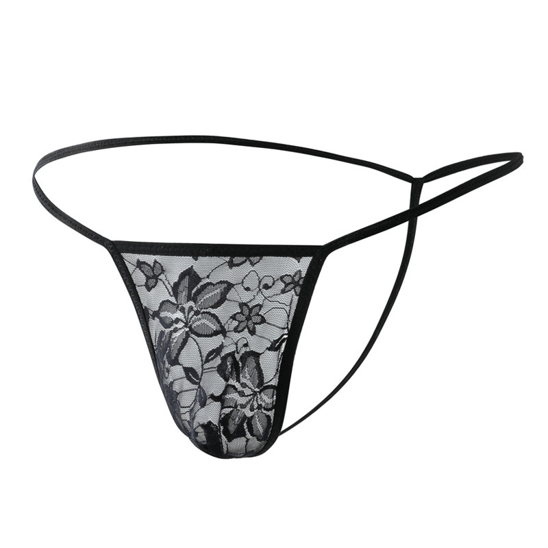 Underwear factory price wholesale supply men's sexy small flower lace simple breathable T pants 8881 Underwear factory price wholesale supply men's sexy small flower lace simple breathable T pants 8881