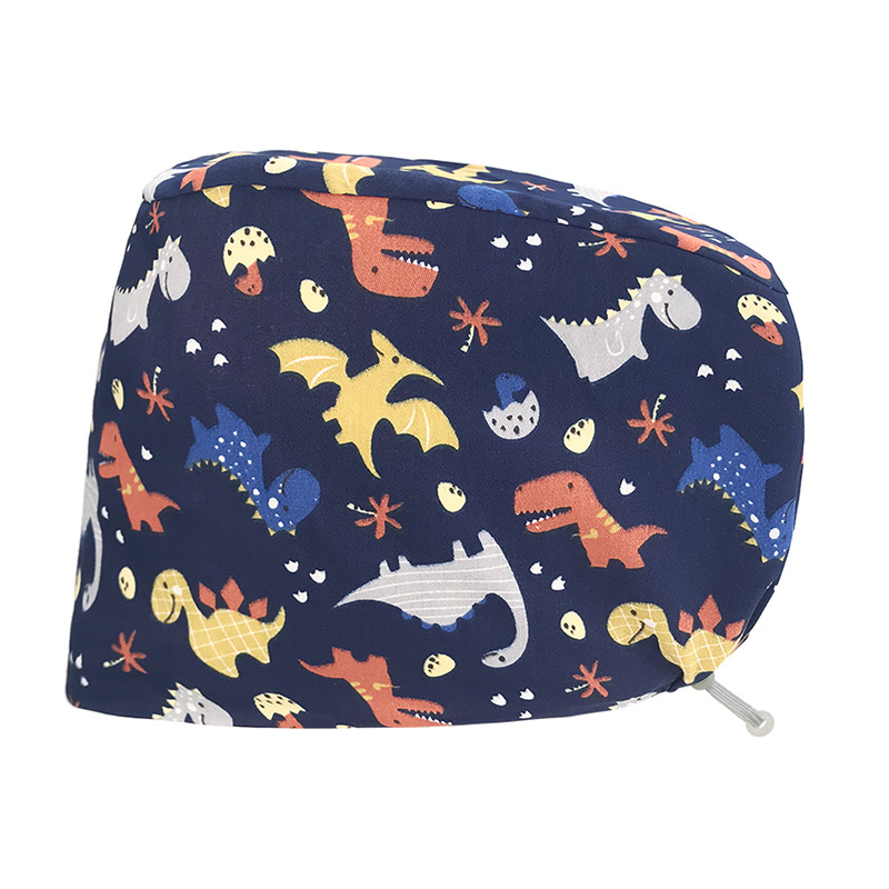 Gorro quirúrgico gorro esmerilado con botón gorro de enfermera neutral a prueba de sudor Algodón puro impreso encaje-up quirófano tapa de trabajo comercio exterior