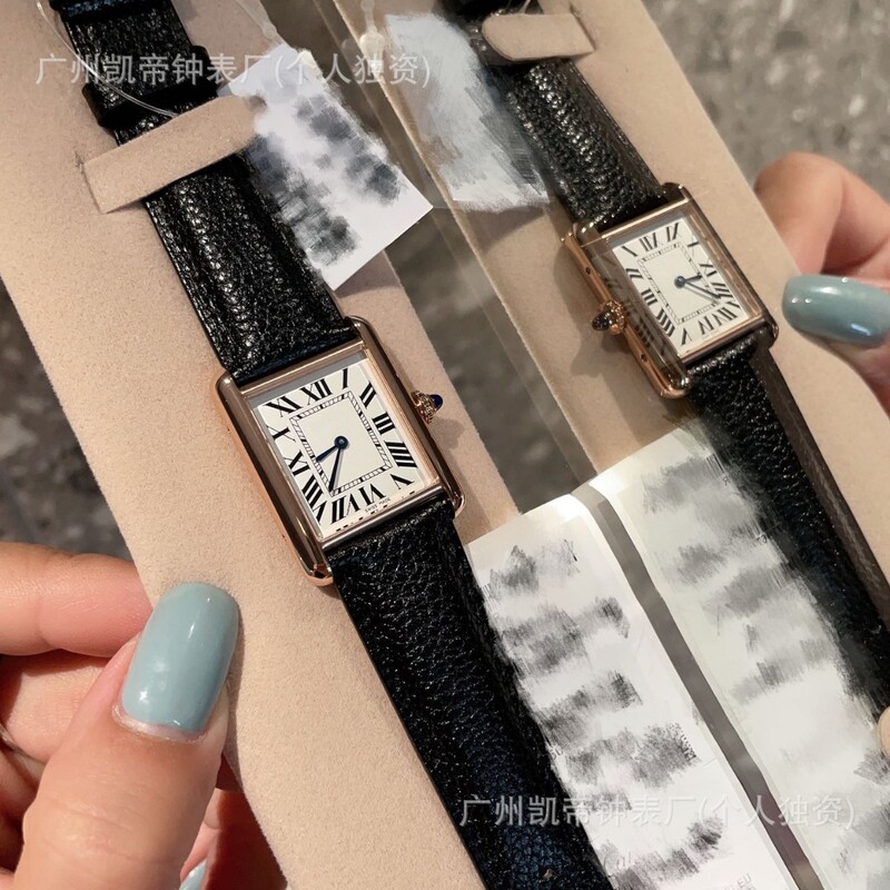 Kajia Retro Tank-Style Square Quartz Women's Watch with Pebbled Leather Strap, Light Luxury Niche Vintage Style Watch Kajia Retro Tank-Style Square Quartz Women's Watch with Pebbled Leather Strap, Light Luxury Niche Vintage Style Watch