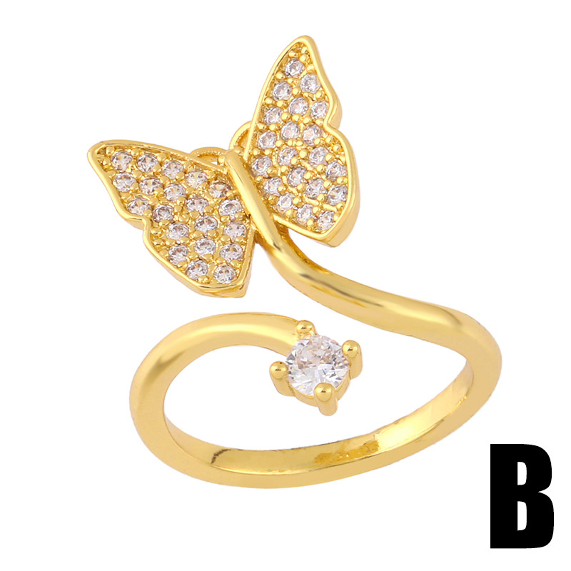 fashion butterfly pineapple inlaid zircon copper ring wholesale nihaojewelrypicture4