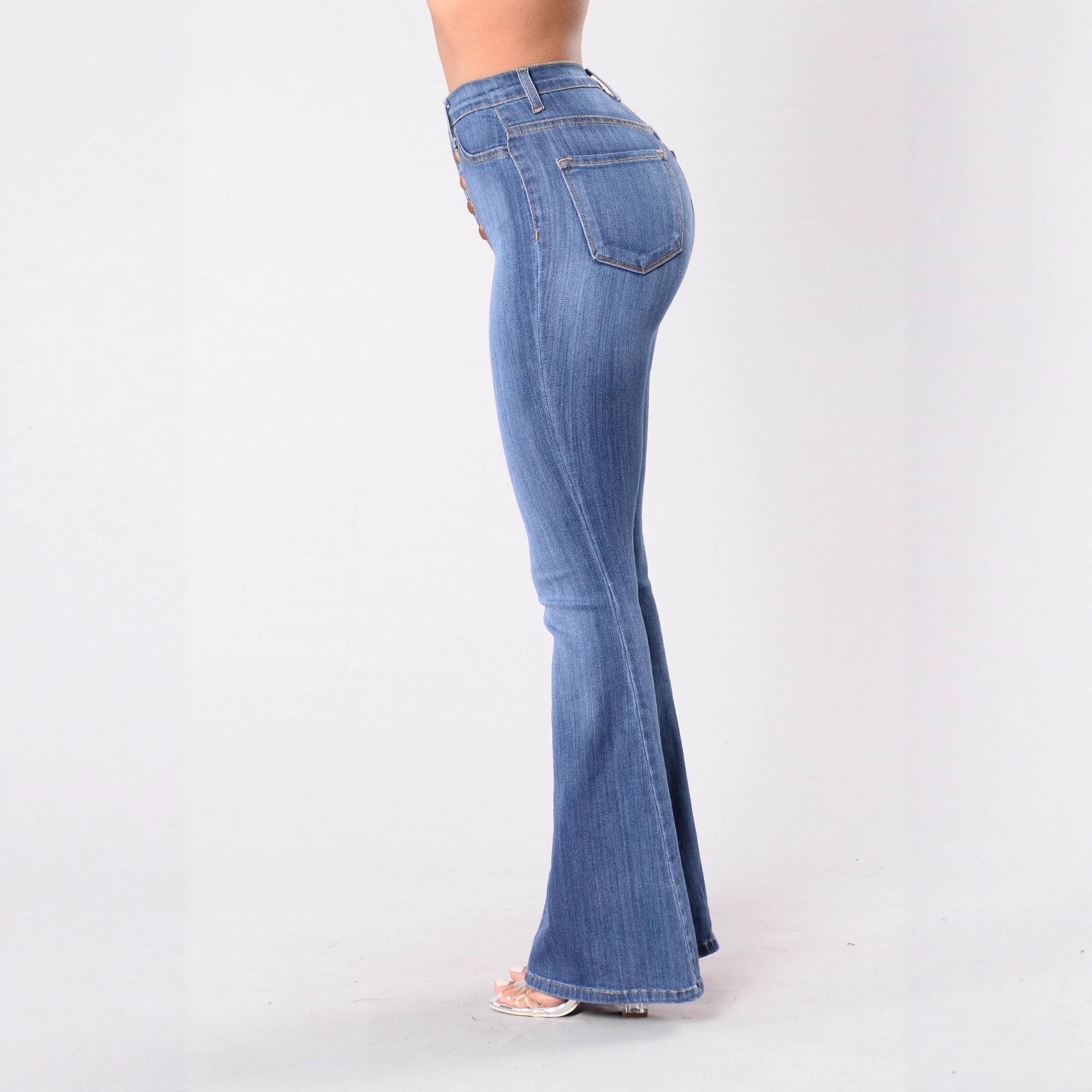 Women's Clothing Women's Slim Fit High Waist Flared Jeans Curved Hips Denim For Formal & Casual For Women_ecoleips.com