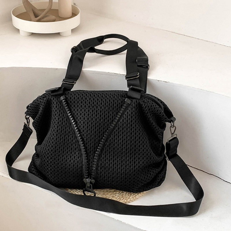 Cross-border Travel Big Bag Mesh Large Zipper Shoulder Bag Large Capacity Bag New Handbag Men's and Women's Fashion Travel Bag