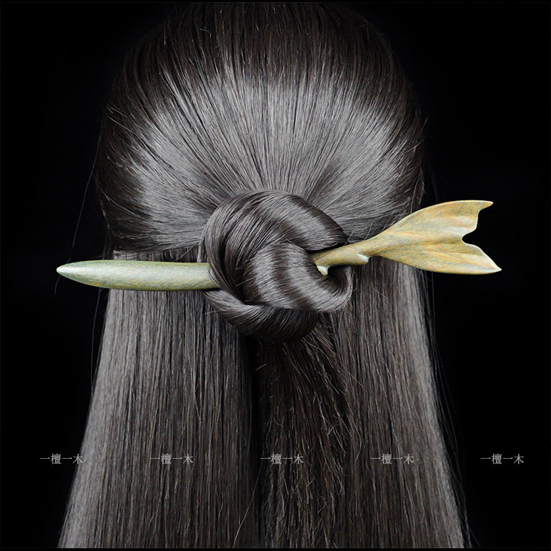 天然緑白檀ヘアピン、古代風緑白檀ヘアピン、高級木製ヘアピン、新しい中国風木製ヘアピン、女性用ヘアアクセサリー|undefined