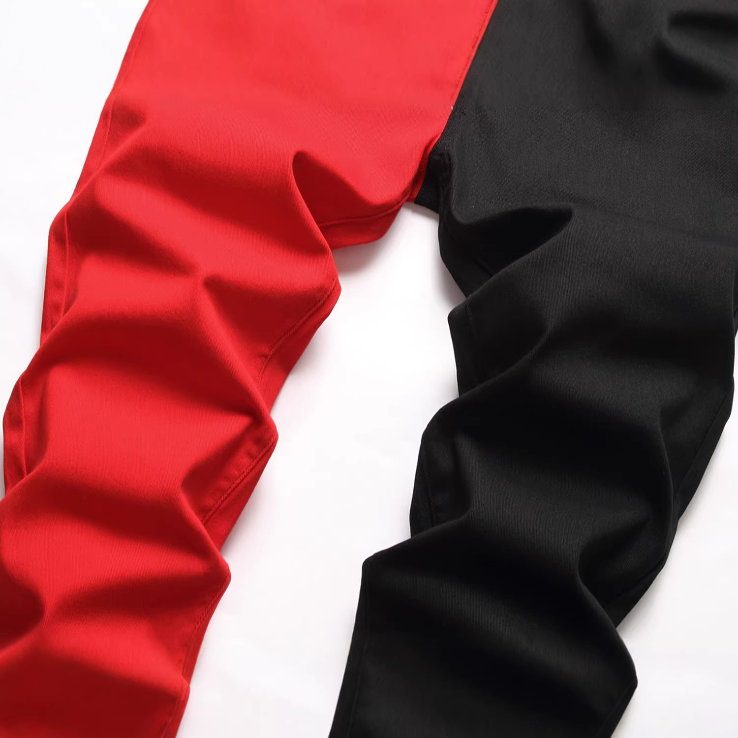 Men's High Quality Trendy Two Tone Spliced Jeans Slightly Elastic Denim_voghion.com