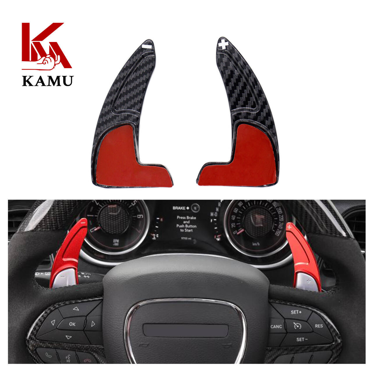 Suitable for Dodge Challenger Dodge Challenger carbon fiber pattern interior exterior navigation steering wheel gear