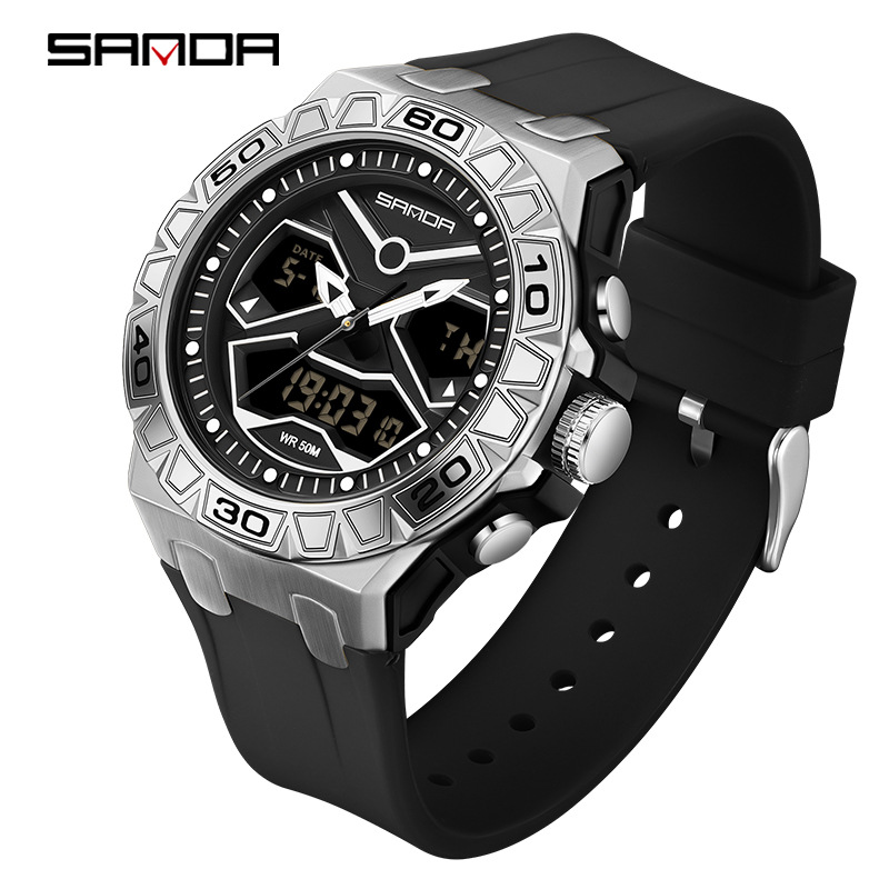 Sanda reloj juvenil reloj multifuncional moda coreana al aire libre deportivo impermeable reloj electrónico de hombre venta directa mayorista