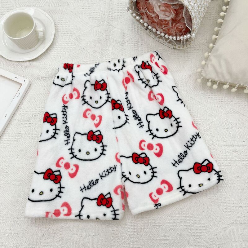 Short Flannel Cartoon Shorts for Women, New Summer Style, Elastic Waist, Wide-Leg Trendy Sleep Pants That Make Legs Look Longer, Suitable for Home Wear Short Flannel Cartoon Shorts for Women, New Summer Style, Elastic Waist, Wide-Leg Trendy Sleep Pants That Make Legs Look Longer, Suitable for Home Wear