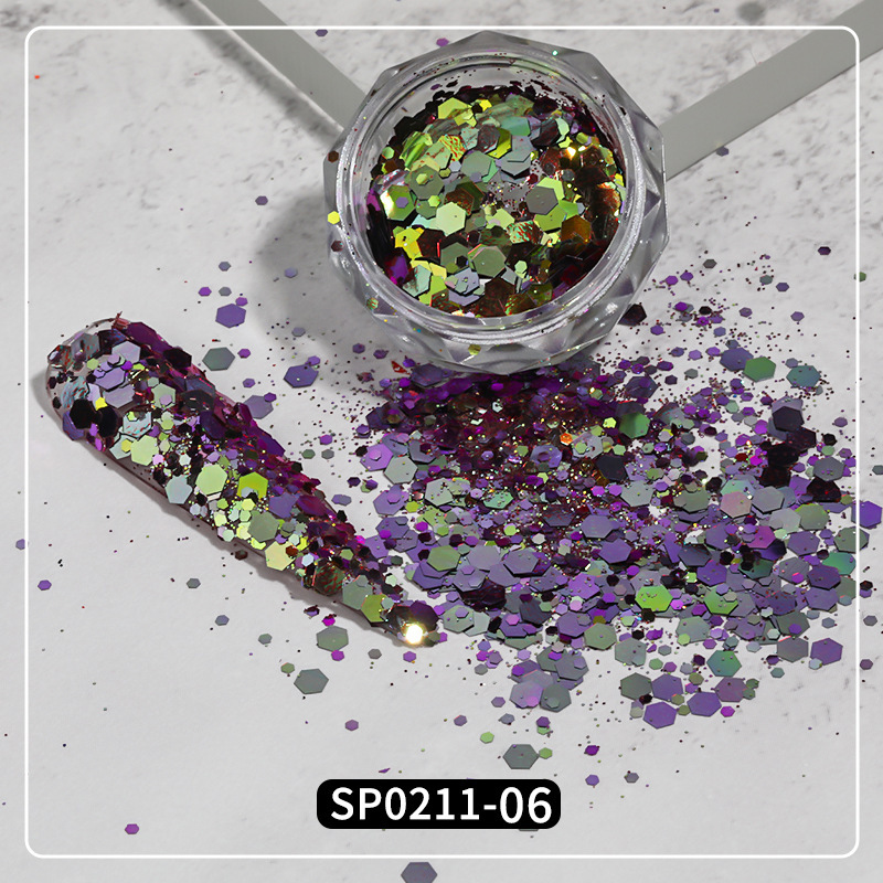 2022 lentejuelas de uñas populares transfronterizas camaleón joyería Rosa gradiente colorido lentejuelas grandes traje DIY pegatinas de uñas