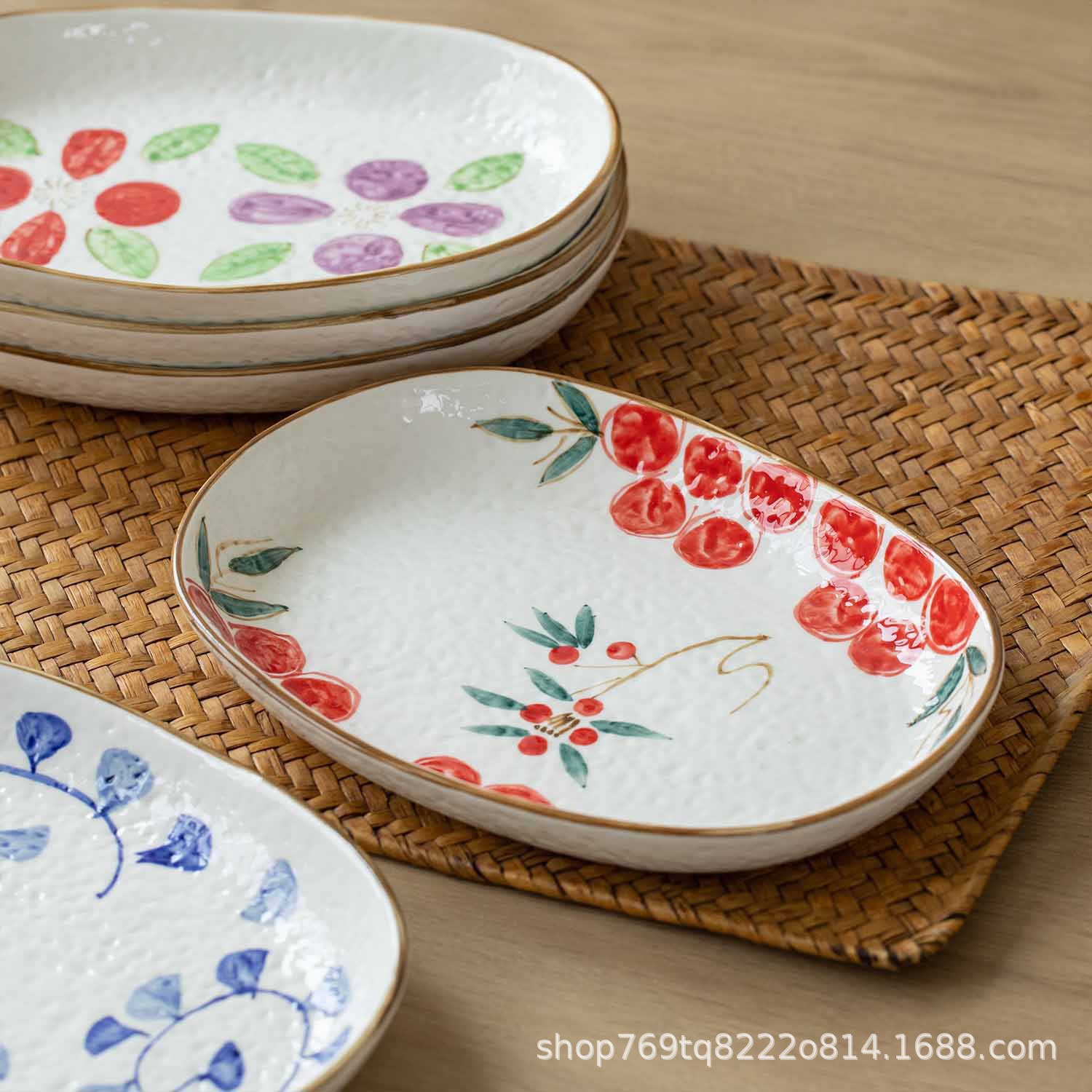 Japan imported Mino-yaki hand-painted retro ceramic dish plate…