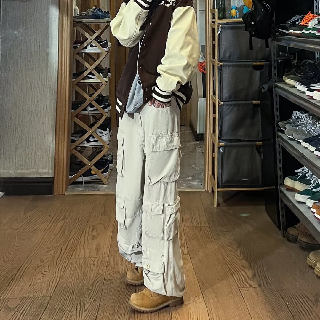 European and American Street Hiphop Overalls Men's Spring and Autumn Fashion Brand Hip-Hop Multi-Pocket Casual Pants Loose Straight Pants