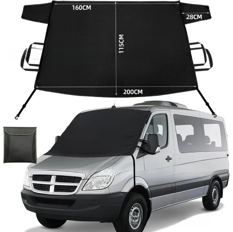 600D Oxford cloth car snow cover, windproof, with hook for fixing to the front windshield, sunshade, frost and freeze protection for the rear window