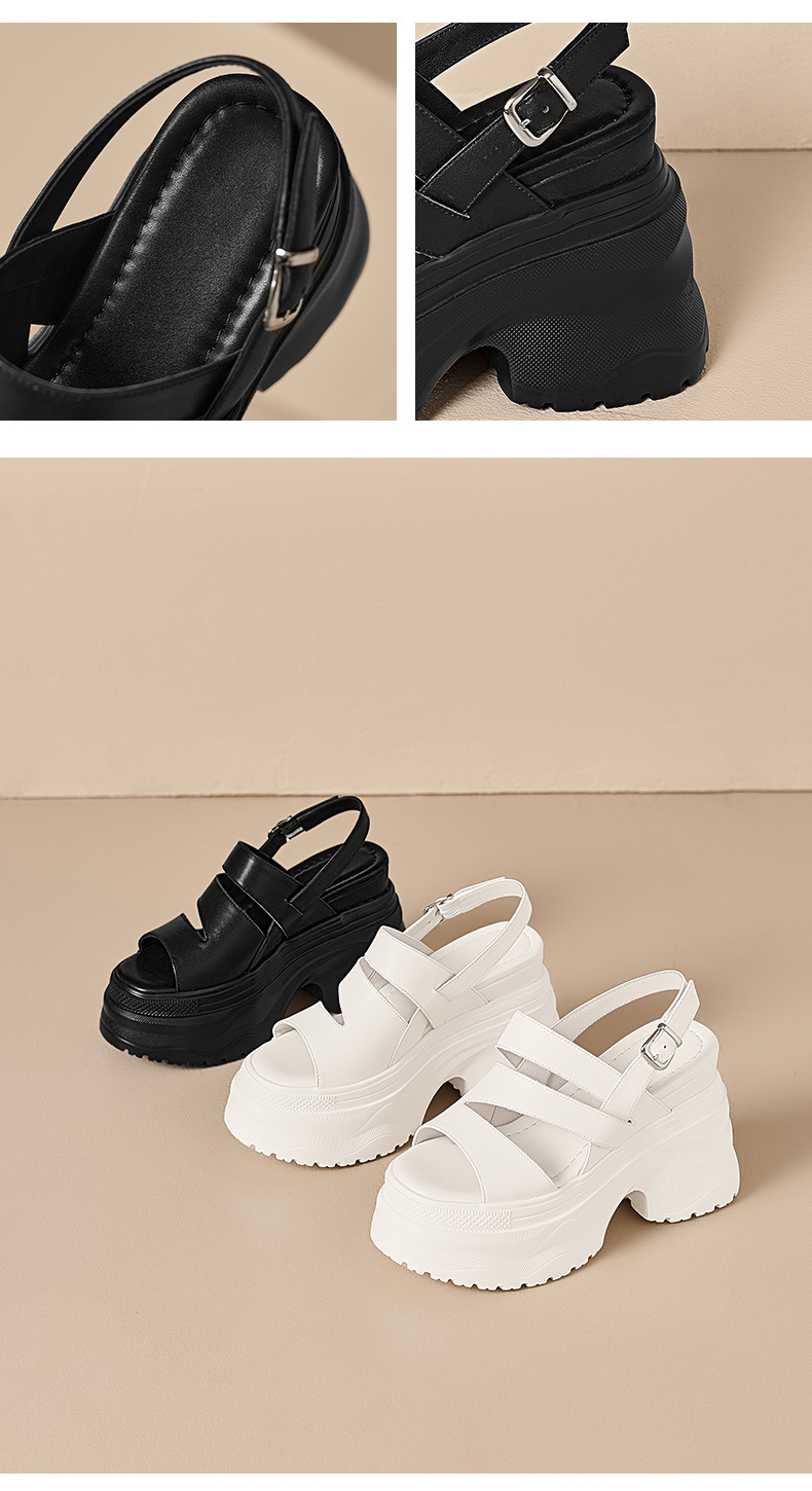 Sandal cao gót nữ hở mũi đế xuồng 12 cm quai ngang — màu đen, màu trắng ngà chi tiết 11