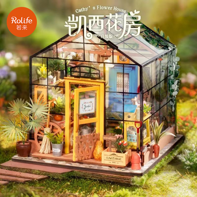 Ruo Wei Ruo Lai Kaixi Flower House Diy House Rompecabezas de la casa modelo de bricolaje Casa en miniatura Escena ensamblada Regalo de juguete