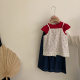 Korean Style Girls Summer New Floral Lace Hanging Solid Color T-Shirt 2025 Summer New Solid Color Wide Leg Jeans