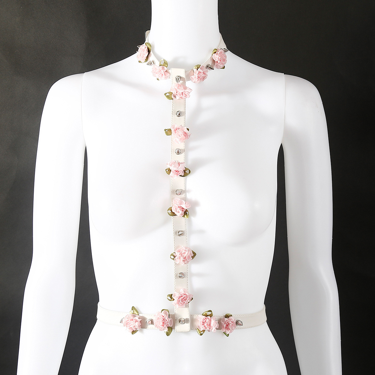 Cross-border SM sexy bondage rosa remaches punk hueco leche de espalda de belleza dama sexy ropa interior de cuero