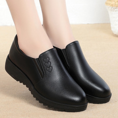 Mom's Shoes Soft Leather Soft Sole Spring and Autumn Wide Foot Spring Women's Shoes Soft Super Soft Non-Slipping Single Shoes Women's Leather Shoes