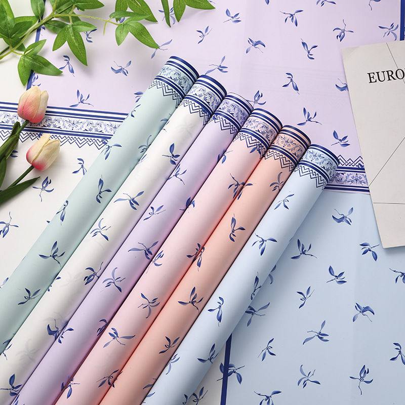 新款鲜花包装纸克丽奥纸青花瓷情人节花束包装纸礼品包装纸包花纸