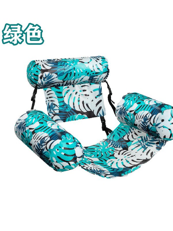 繁花图案帆布款充气床可折叠双用靠背浮排 水上游乐躺椅浮床沙发|undefined