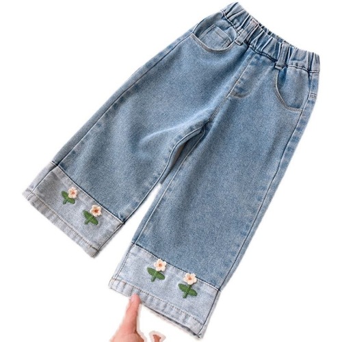 Women's Spring and Autumn Denim Jeans 2024 New Trendy Splicing Denim for Young Children, Unisex Fashion Straight Leg Pants, Fashion Trend