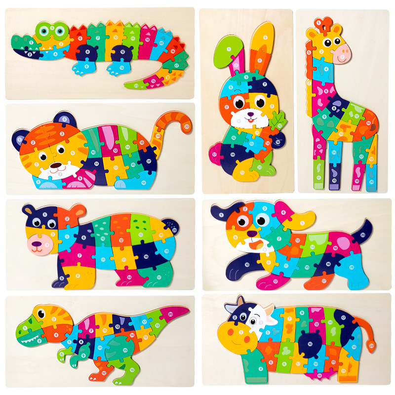 CPC hebilla tridimensional dinosaurio rompecabezas animal número letras rompecabezas cognitivo bebé educación temprana juguetes de iluminación bloques de construcción