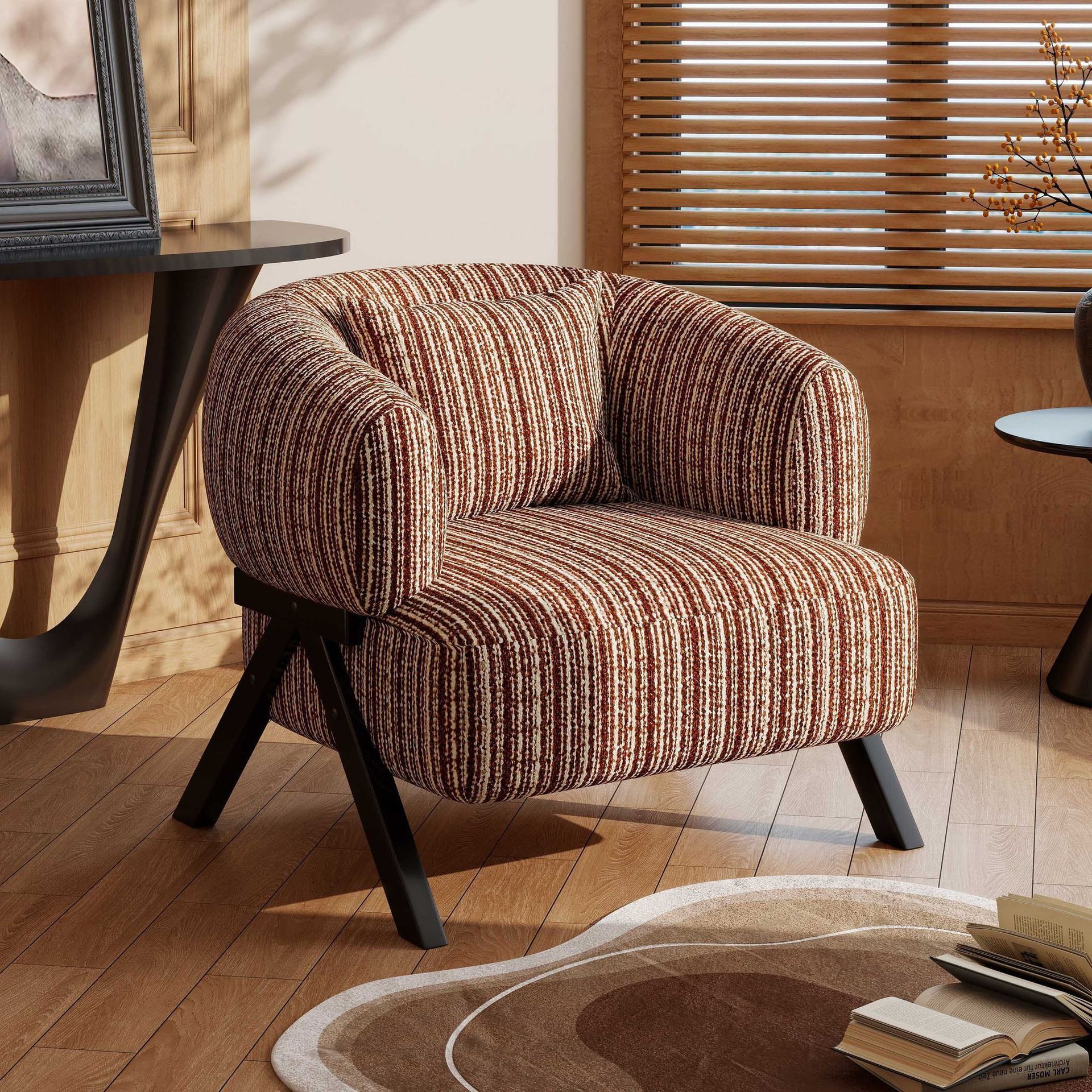 Single Sofa Chair Retro Single Chair French Mid-Century Style Living Room Bedroom Study Backrest Sofa Chair Leisure Seat