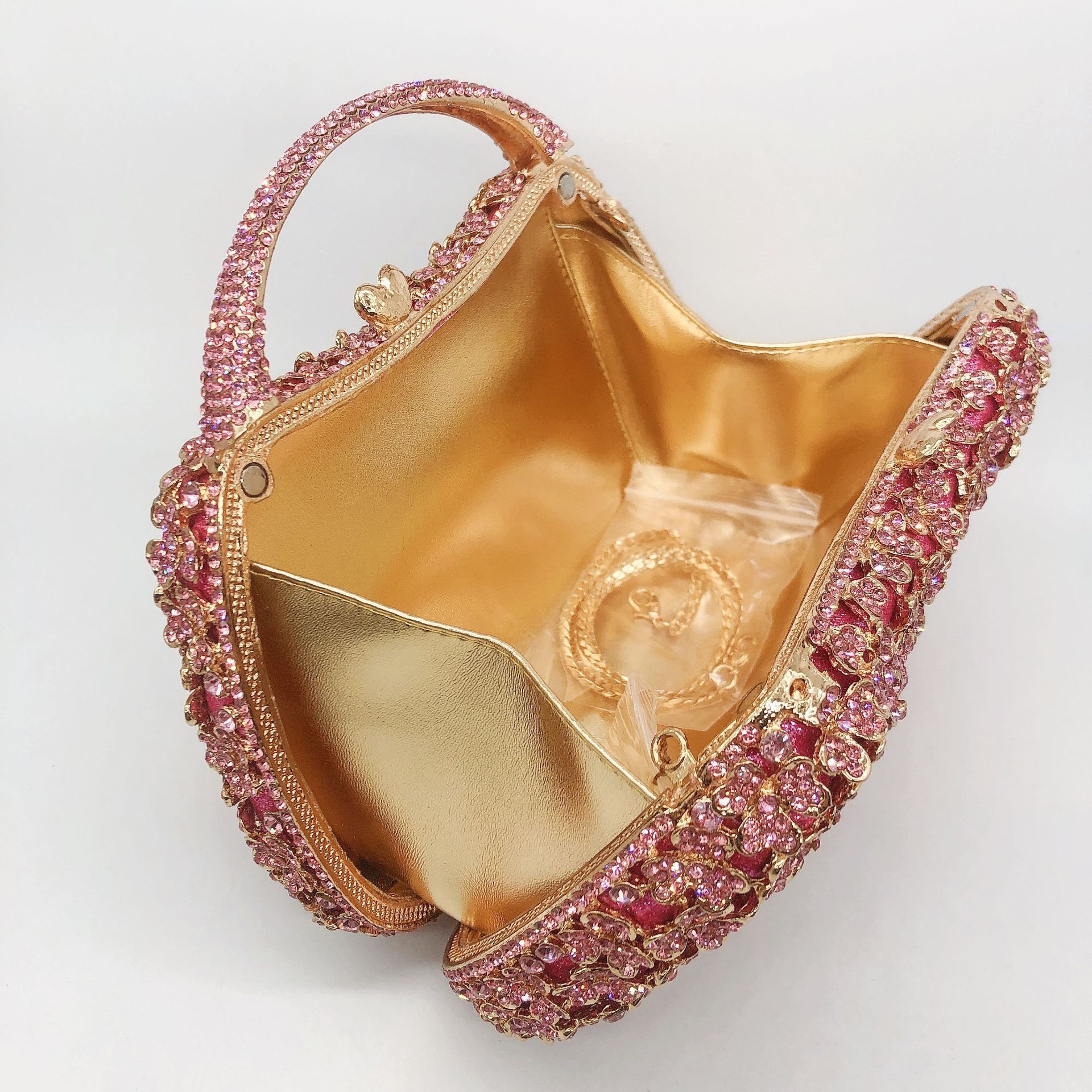 Clutch bag diamantes de trébol cena bolsa de metal vacío bolsa de mano de mujer cadena de hombro mochila de aleación
