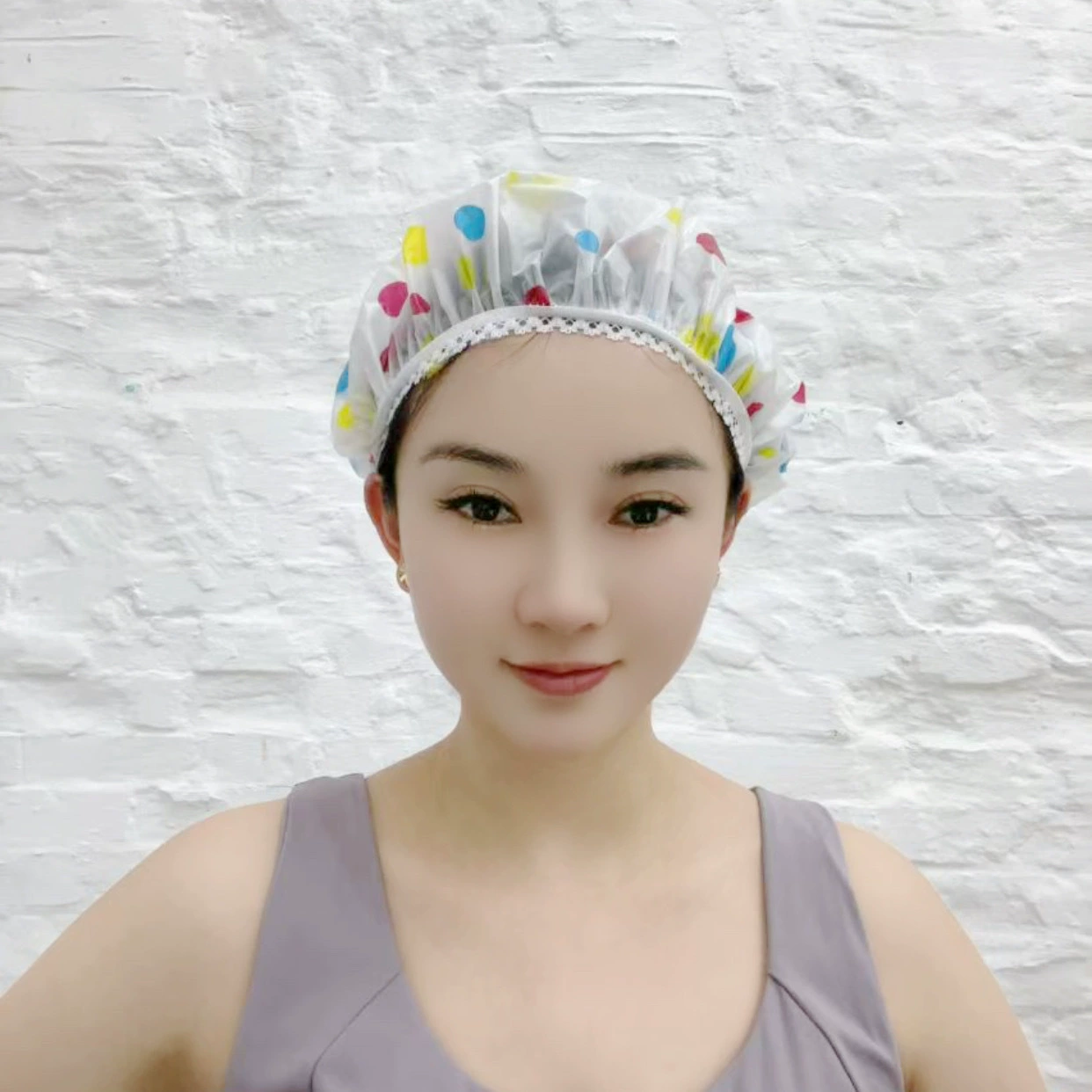 Трансграничная широкополая высокоэластичная женская шапочка для душа с увеличенными и утолщенными волосами, защита ушей, шапочка для душа, водонепроницаемая шапочка для волос Baotou