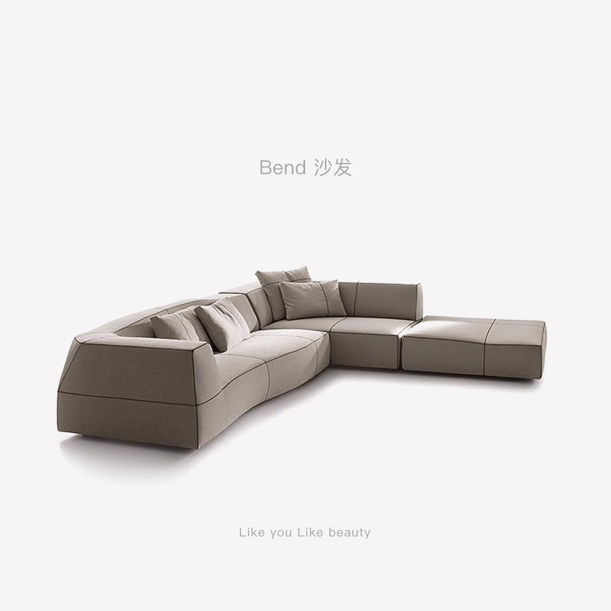 Italian Minimalist Bend Curve Sofa Special-Shaped Design Module Cowhide Combination Modern House Large Flat Floor Designer