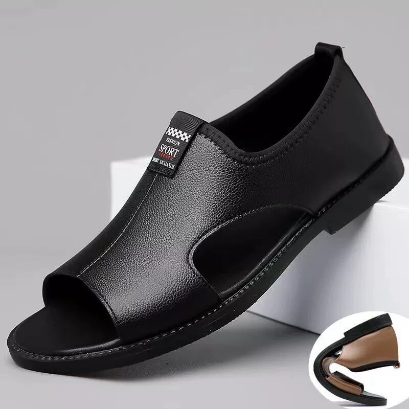 Римские кожаные сандалии мужские летние новые сандалии пляжные туфли мужские повседневные тапочки