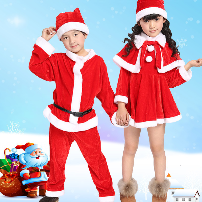 Christmas Xmas party new year carnival party stage performance costumes for boys girls Christmas party Santa Claus cosplay costumes for kids 