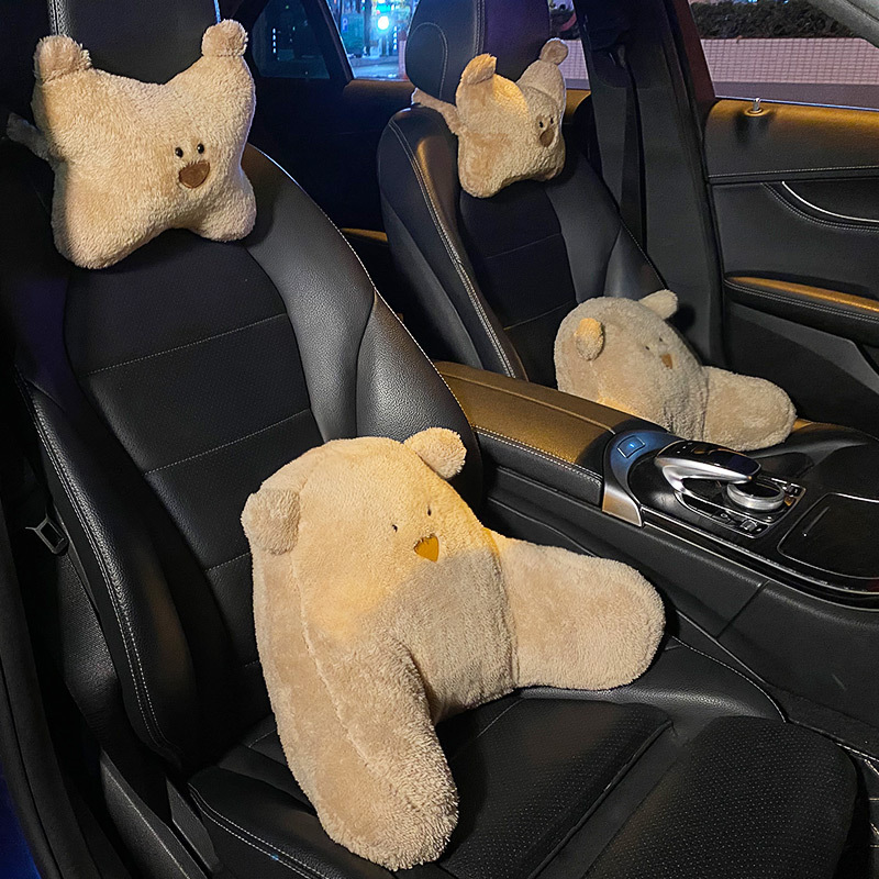 車のヘッドレスト、首枕、女の子用のかわいい車用クッション、インテリア用品、カーシート、腰サポートセット|undefined