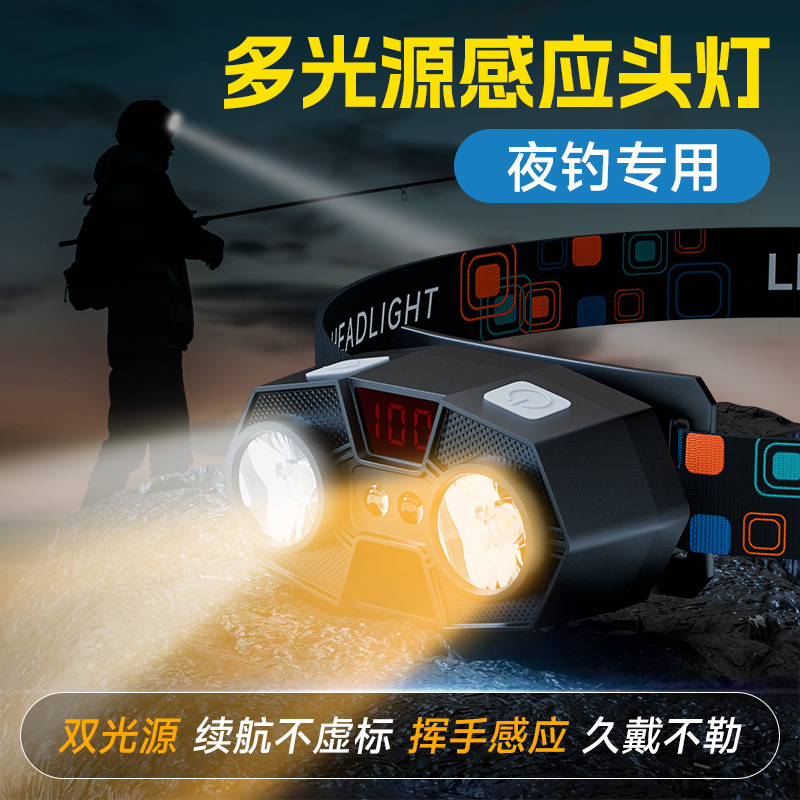 ヘッドライト強力な光充電式超高輝度小型ヘッドマウント懐中電灯誘導夜釣り特別な屋外夜間ランニング登山|undefined